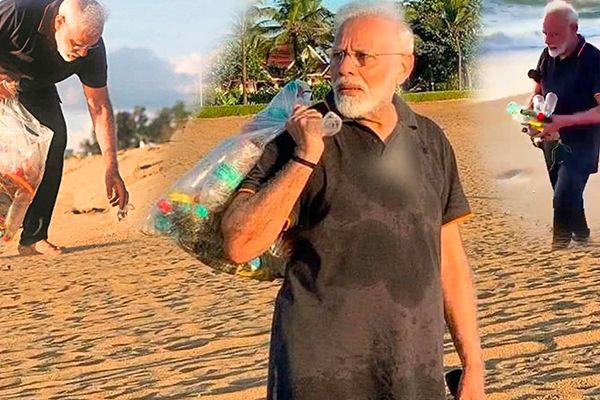 PM Modi Plogging At Mamallapuram