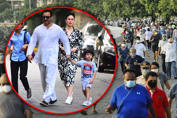 Kareena, Taimur & Saif Ali Khan Spotted at Marine Drive