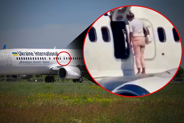 Ukrainian Woman Onto Airplane Wings